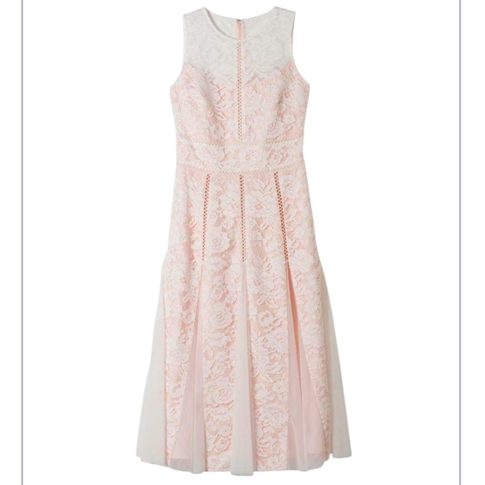 White House Black Market Sleeveless All-Over Lace Fit& Flare Midi Dress -Size: 6 - Picture 13 of 15